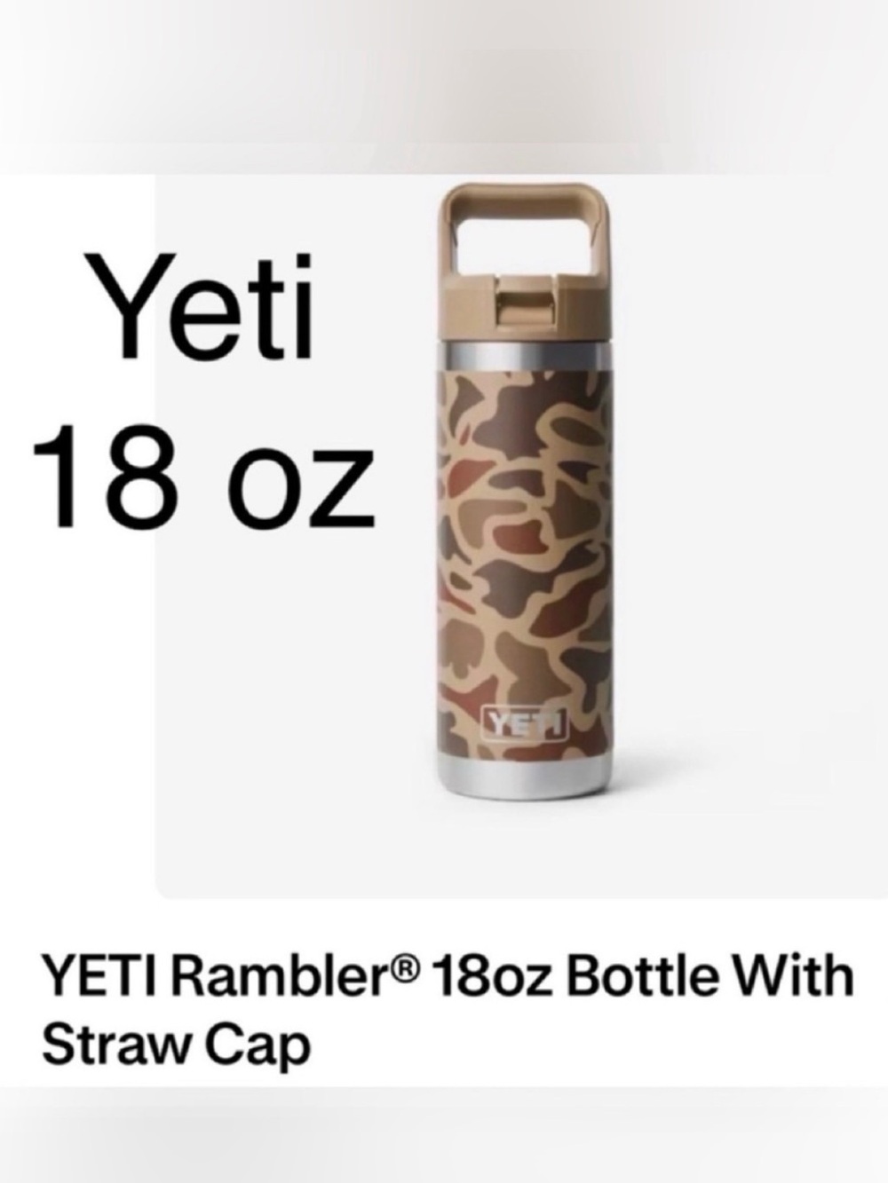 Yeti 18oz Rambler Bottle in Camo Tan and Brown
